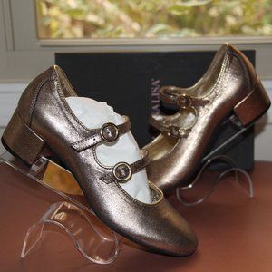 ❤️NEW! MONNALISA Couture Gold Metallic Buckle Shoe